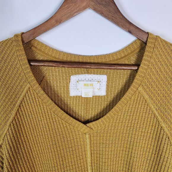 Anthropologie Maeve Gold Harley Pullover V Neck Thermal Top Size Small Boho - Picture 2 of 10